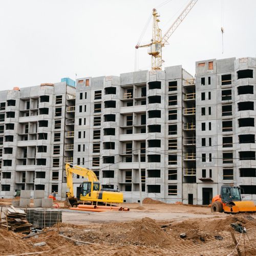 construction of apartment buildings for refugees from different countries